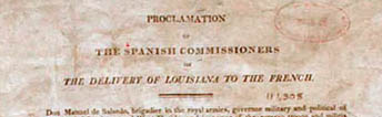 Document relating the return of the Louisiana Territory to the French in 1803.